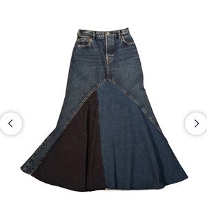 NWT Moussy Two-Tone A-Line Denim Skirt - Dark and Light Blue